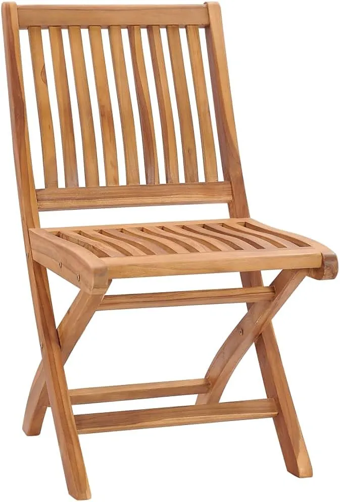 Solid Teak Wood Patio Chairs with Anthracite Cushions - Foldable Outdoor Furniture Set of 2, Weather-Resistant Garden Chairs for Poolside Backyard Beach Camping