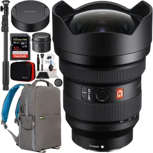 Sony FE 12-24mm F2.8 GM G Master Full Frame Ultra-Wide Zoom E-Mount Lens SEL1224GM for Mirrorless Cameras Bundle with Deco Gear Photography Backpack   Photo Video Monopod Stabilizer   Accessories Kit
