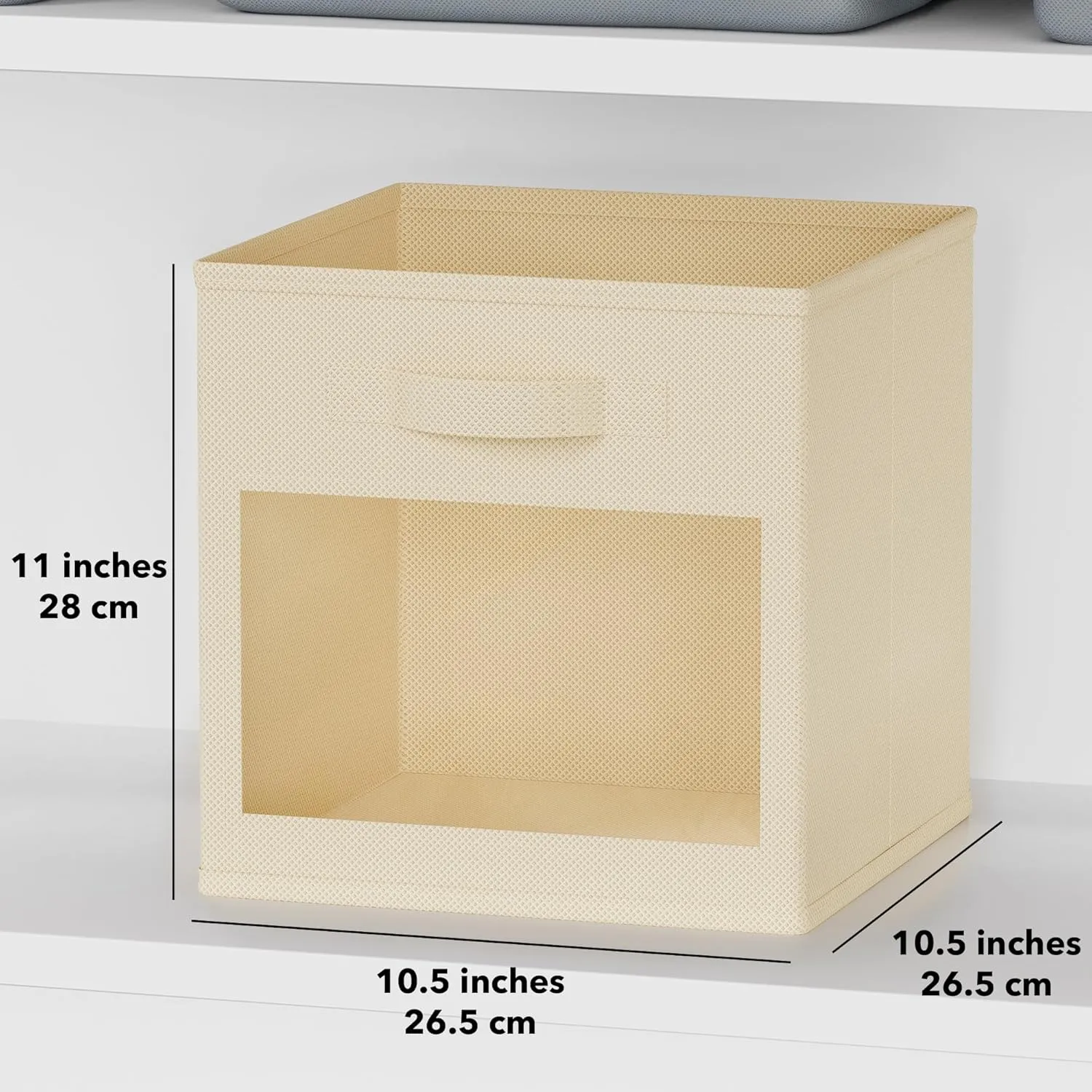 SpaceAid Storage Cubes with Clear Windows, Set of 6 Fabric Bins, 11 Inch Foldable Baskets Boxes for Closet, Cubby Shelf or Cube Storage Organizer, Beige