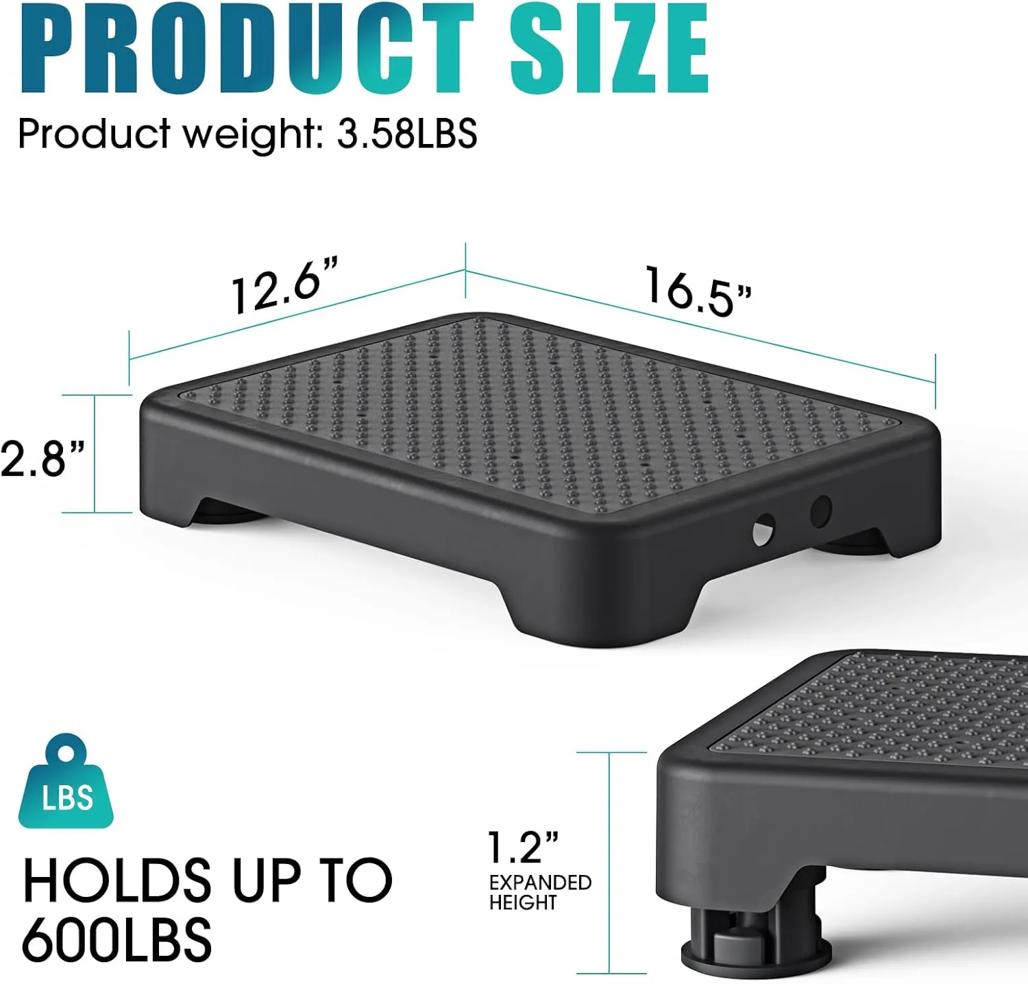 SPACELEAD Mobility Step Stool for Adults & Seniors, Indoor/Outdoor Portable Stair Assist, Anti-Slip Platform for Bathroom， Kitchen, Office, and Bedroom, 600lbs Capacity, Black Black