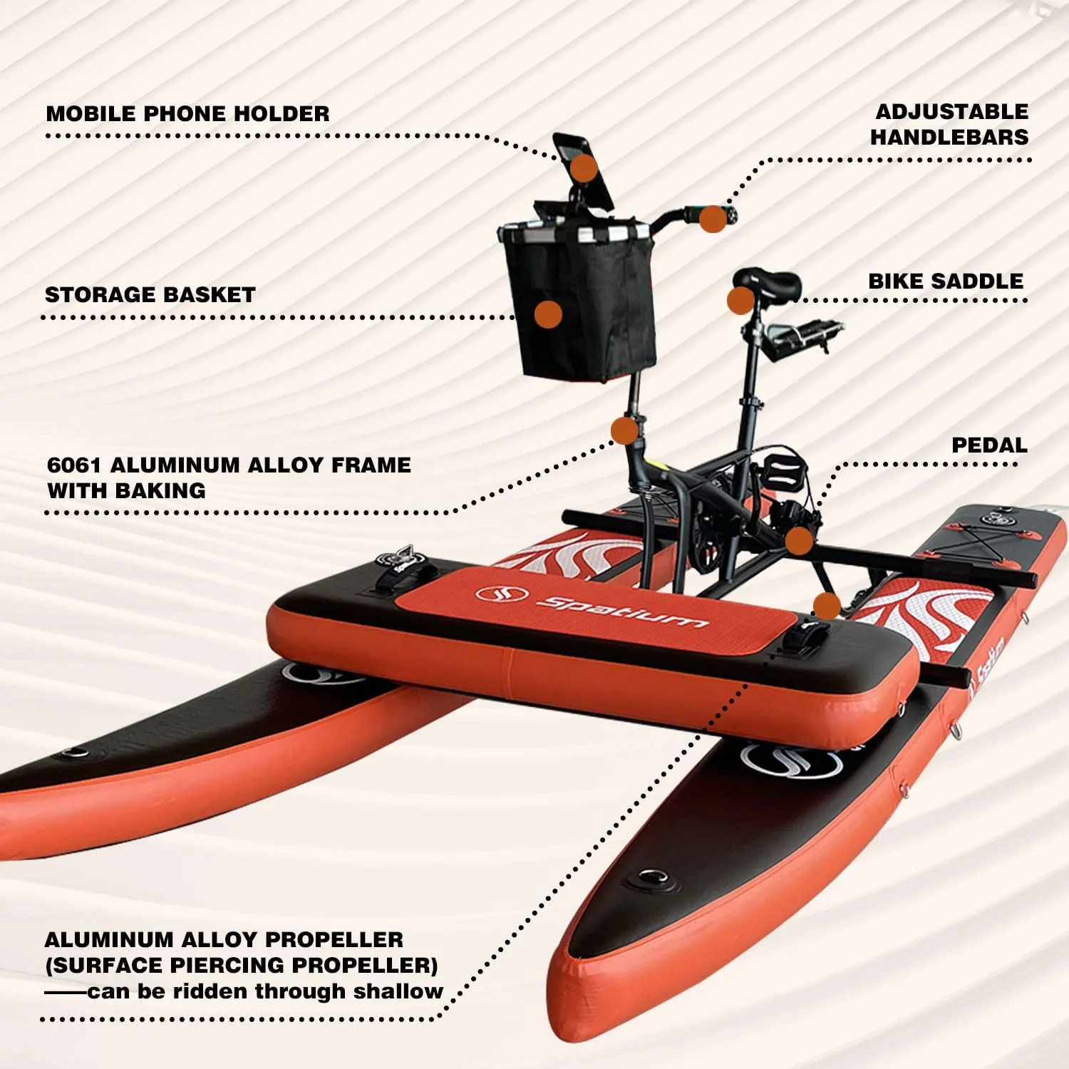 Spatium SUP Water Bike - Inflatable Pedal Boat for One Person - Fishing Kayak & Paddle Board - The Fun of Water & Fishing   Mat