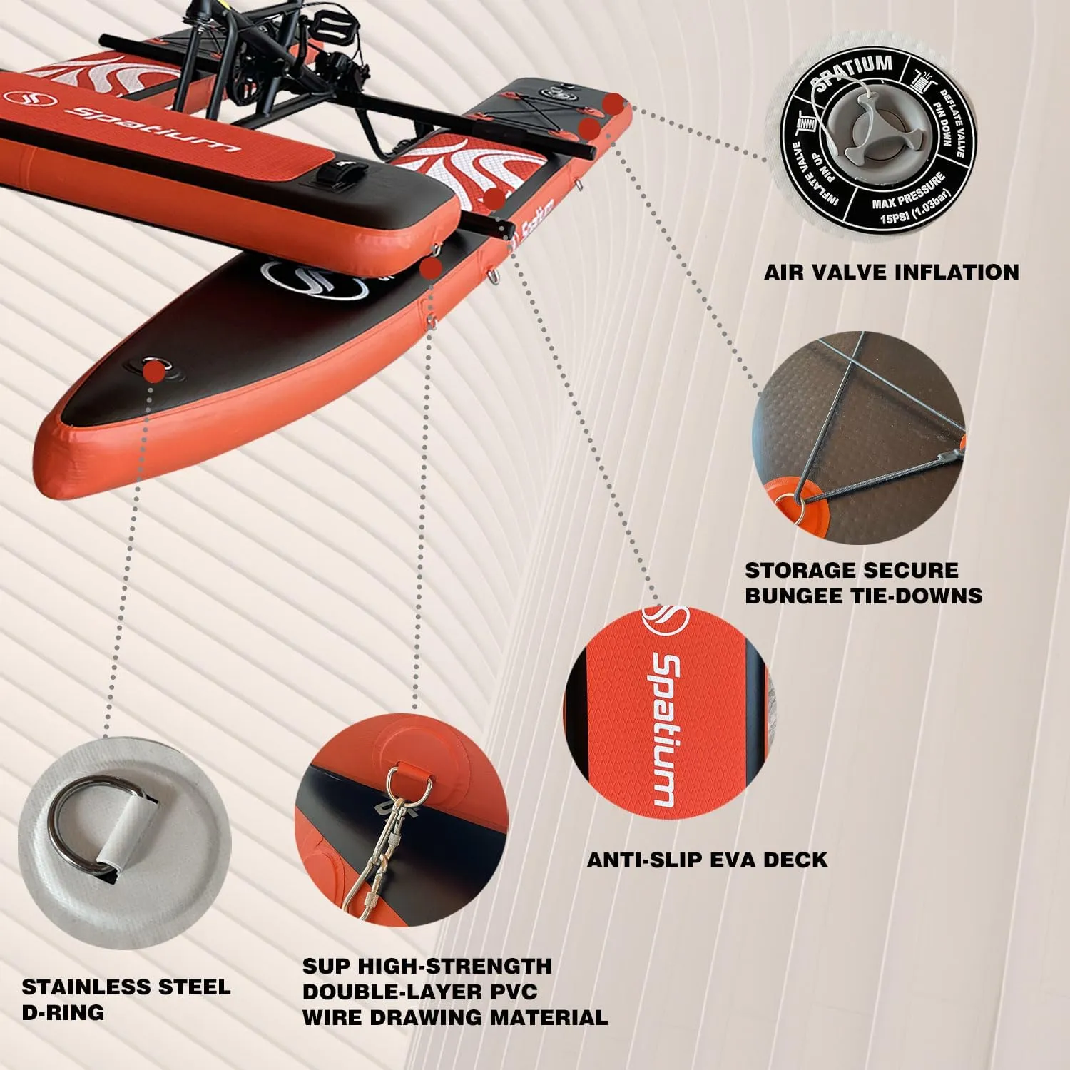 Spatium SUP Water Bike - Inflatable Pedal Boat for One Person - Fishing Kayak & Paddle Board - The Fun of Water & Fishing   Mat