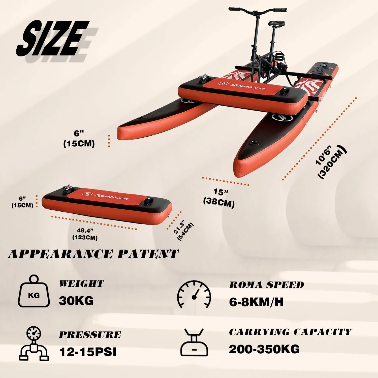 Spatium SUP Water Bike - Inflatable Pedal Boat for One Person - Fishing Kayak & Paddle Board - The Fun of Water & Fishing   Mat