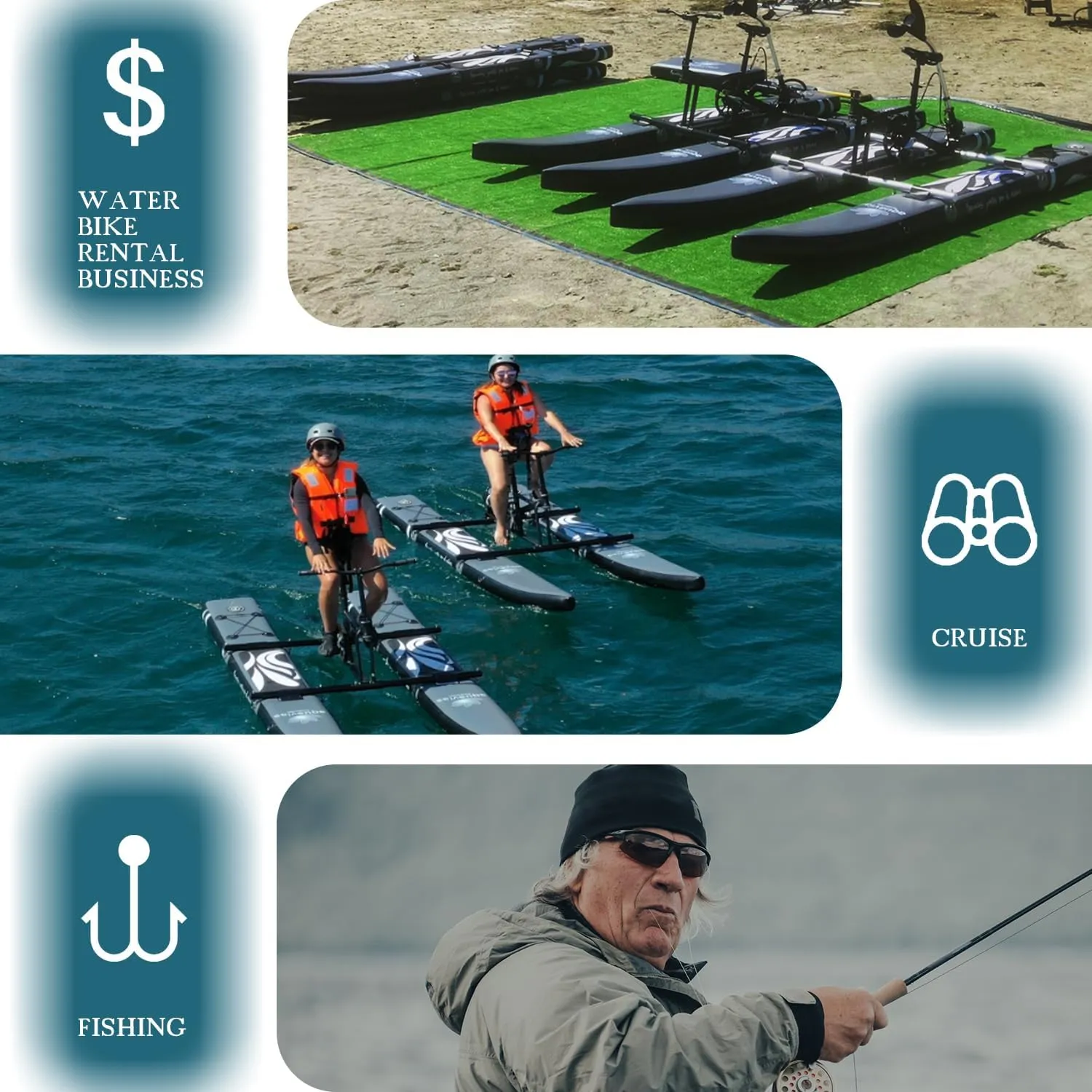 Spatium SUP Water Bike - Inflatable Pedal Boat for One Person - Fishing Kayak & Paddle Board - The Fun of Water & Fishing   Mat