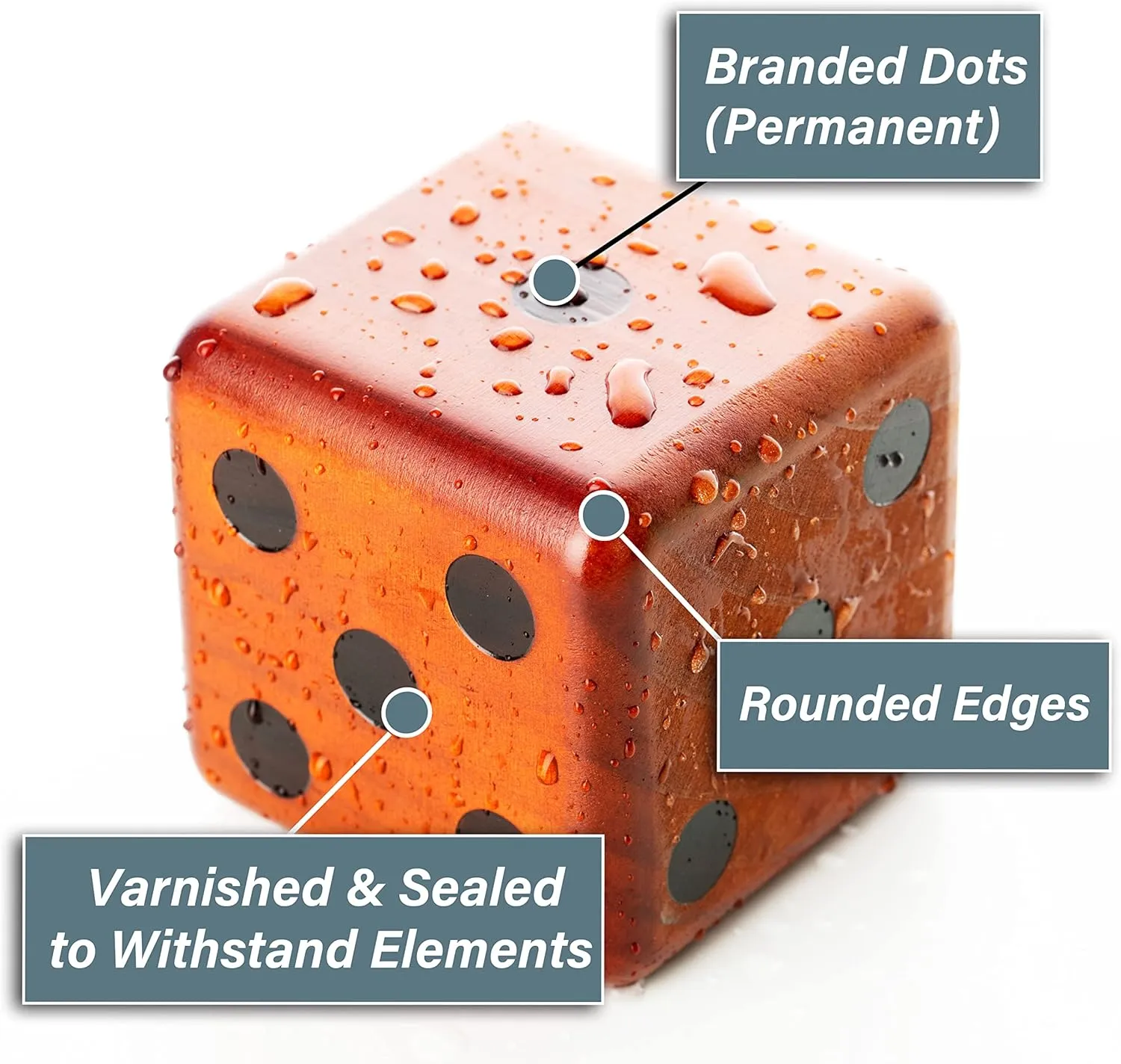 SPORT BEATS Giant Varnished Pine Wood Yard Dice, Outdoor Games Set of 6 with Two Games and Collapsible Bucket