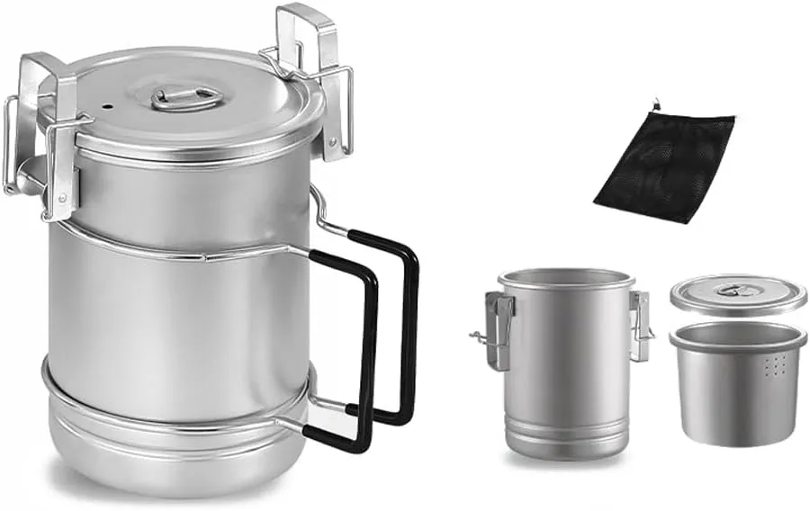 Stainless Steel Cooking Pot Camping Cooking Pot 304 Stainless Steel Camping Cooking Pot Cooking Pot Portable 304 Stainless Steel Camping Cooking Pot Large Capacity Multi-Functional Steaming
