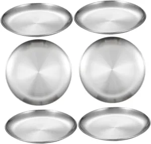 Stainless Steel Plates Set for Boys and Girls 10-inch Round Dinner Plates Versatile Sturdy for Camping Bbq Daily Use