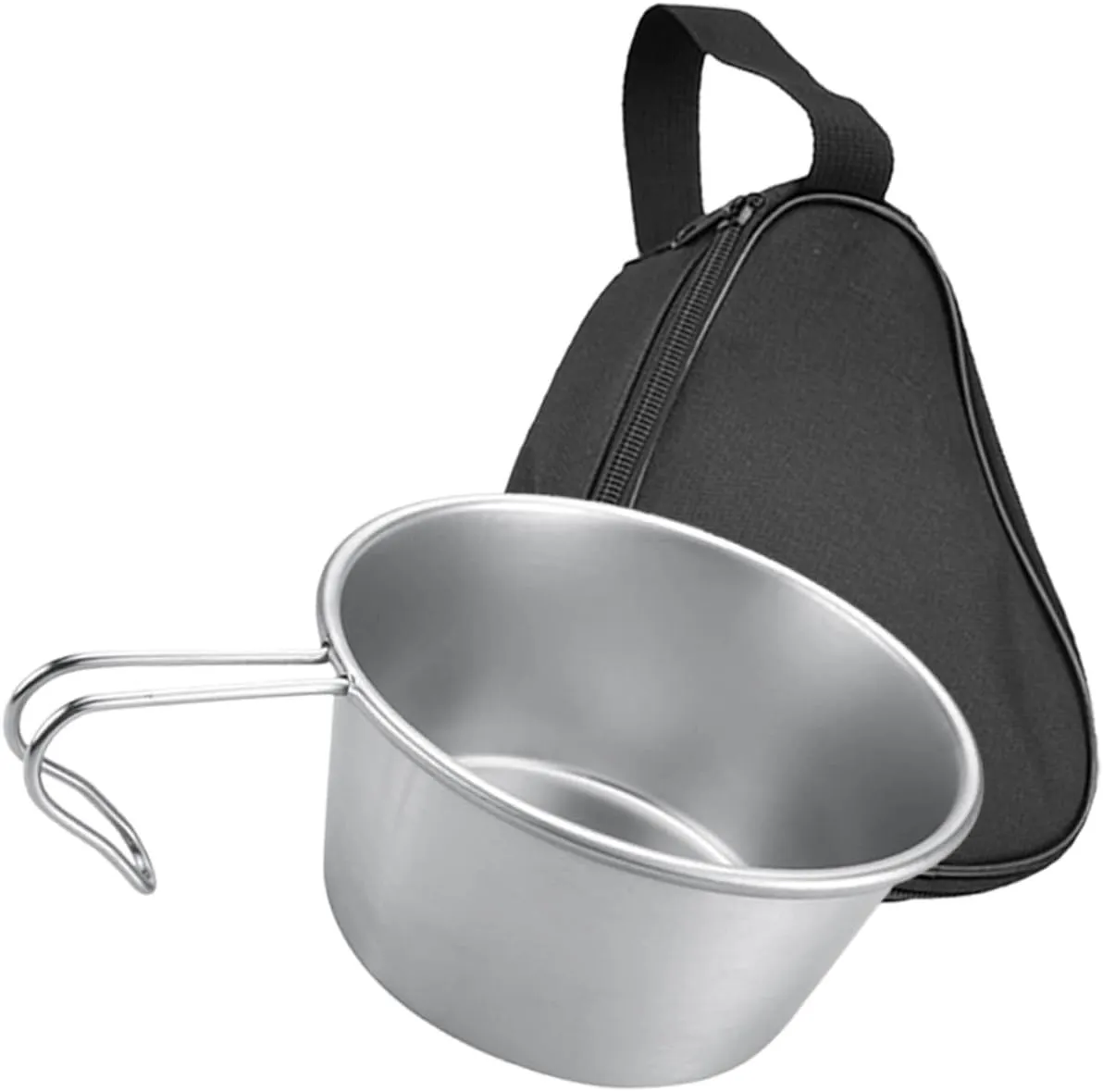 Stainless Steel Salad Bowl with Handle Camping Silverware Collapsible Bowl for Outdoor Metal Lightweight Picnic Accessory