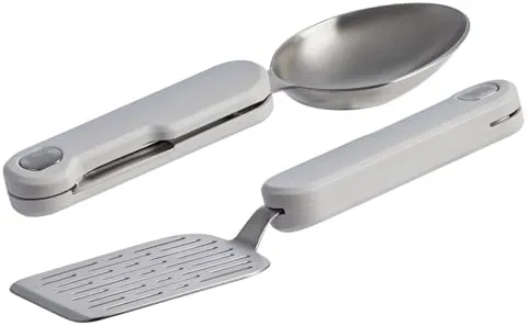 Stanley Wildfare Pro Stainless Steel Fold & Go Utensil Set | Folding Spatula and Spoon | Packable Outdoor Cookware | Camping Essentials for Your Camp Kitchen | BPA-Free | Pale Pebble & Stone