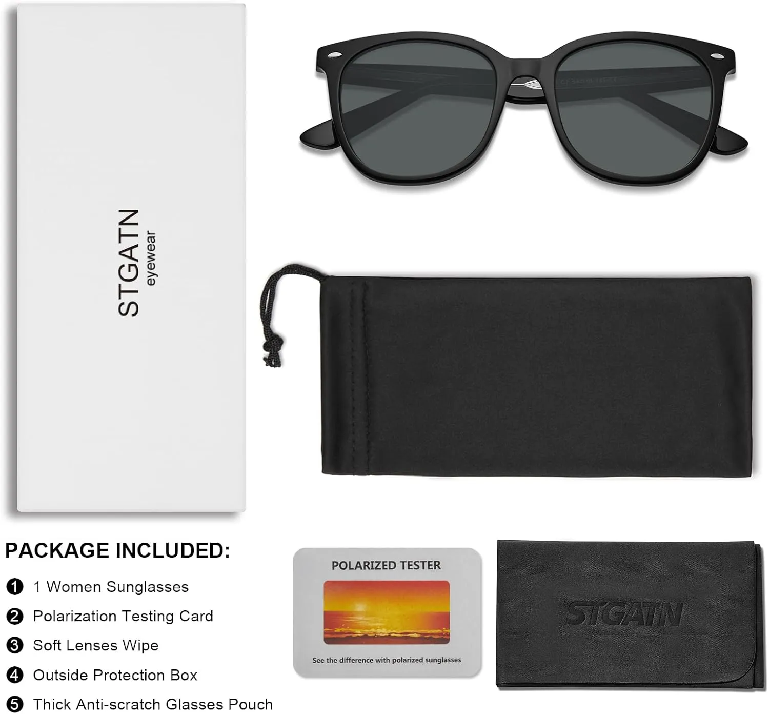 STGATN Polarized Sunglasses for Women Retro Designer Style Fashion UV400 Protection ST669806