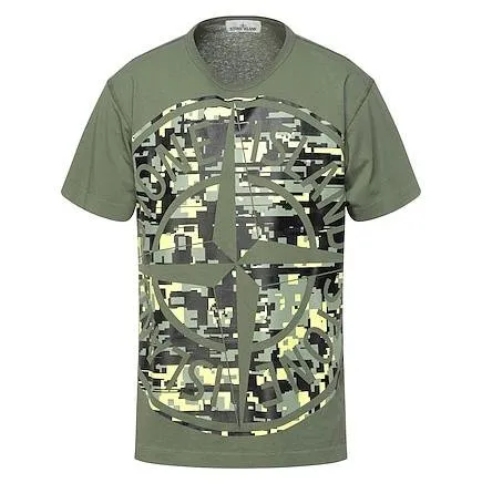 STONE ISLAND DIGITAL CAMO T-SHIRT MILITARY GREEN