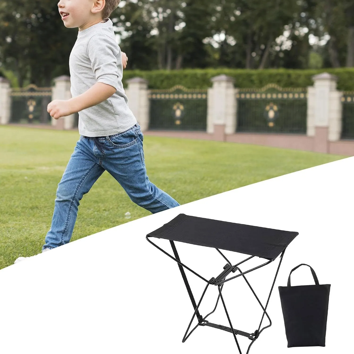 Stool for Outdoor Use - Ideal for Camping and Fishing, Black, 39cmx34cmx21cm