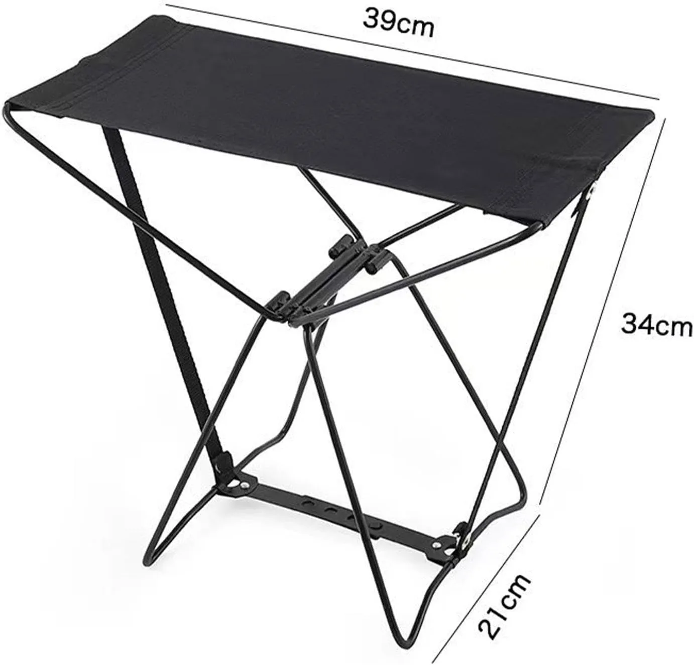 Stool for Outdoor Use - Ideal for Camping and Fishing, Black, 39cmx34cmx21cm