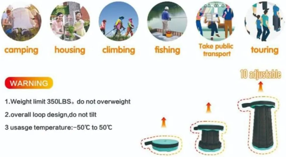 Stools Portable Telescopic Stool, Outdoor Folding Telescopic Stool, Suitable for Camping Garden Fishing Hiking Travel Barbecue, Maximum Load-Bearing 300 Catties