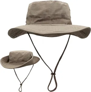 Sun Hat for Men Wide Brim UV Protection Foldable Fishing Hats with Chin Strap for Travel Camping Hiking Safari Cap