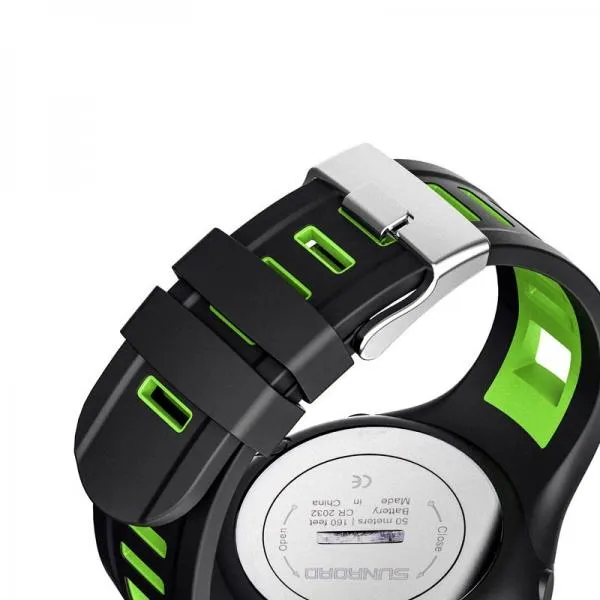 SUNROAD 5ATM Waterproof Digital Sports Watch with Altimeter Barometer Compass Pedometer Thermometer Green Black & Black Edge