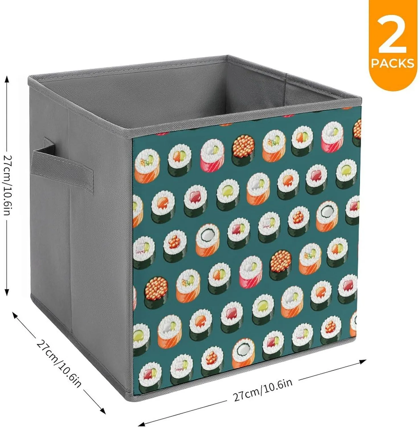 Sushi Set Collapsible Storage Bins Oxford Cloth Large Cube Organizer Basket with Handles 2PCS
