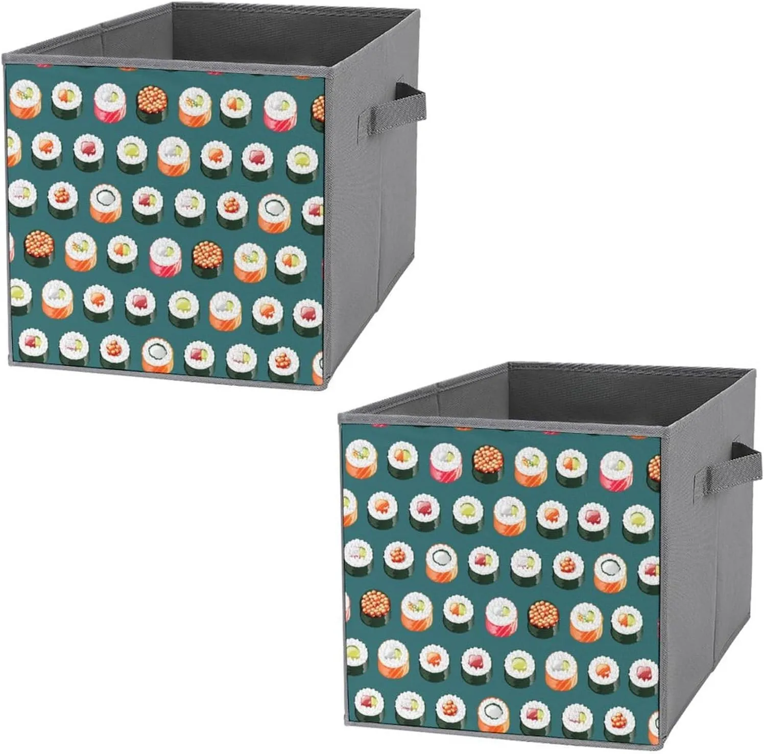 Sushi Set Collapsible Storage Bins Oxford Cloth Large Cube Organizer Basket with Handles 2PCS