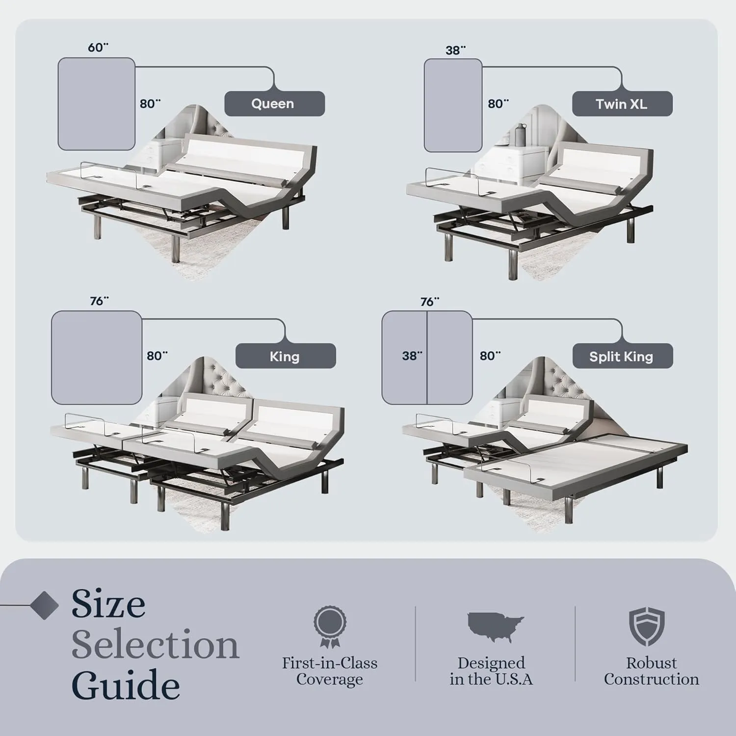 Sven & Son Platinum Adjustable Bed Base Frame   12 inch Memory Foam Matt (Medium), Lumbar Support, Head-Pillow-Tilt, Massage, Under-Bed Lights, USB - Twin XL