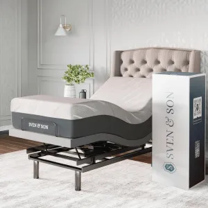Sven & Son Platinum Adjustable Bed Base Frame   12 inch Memory Foam Matt (Medium), Lumbar Support, Head-Pillow-Tilt, Massage, Under-Bed Lights, USB - Twin XL