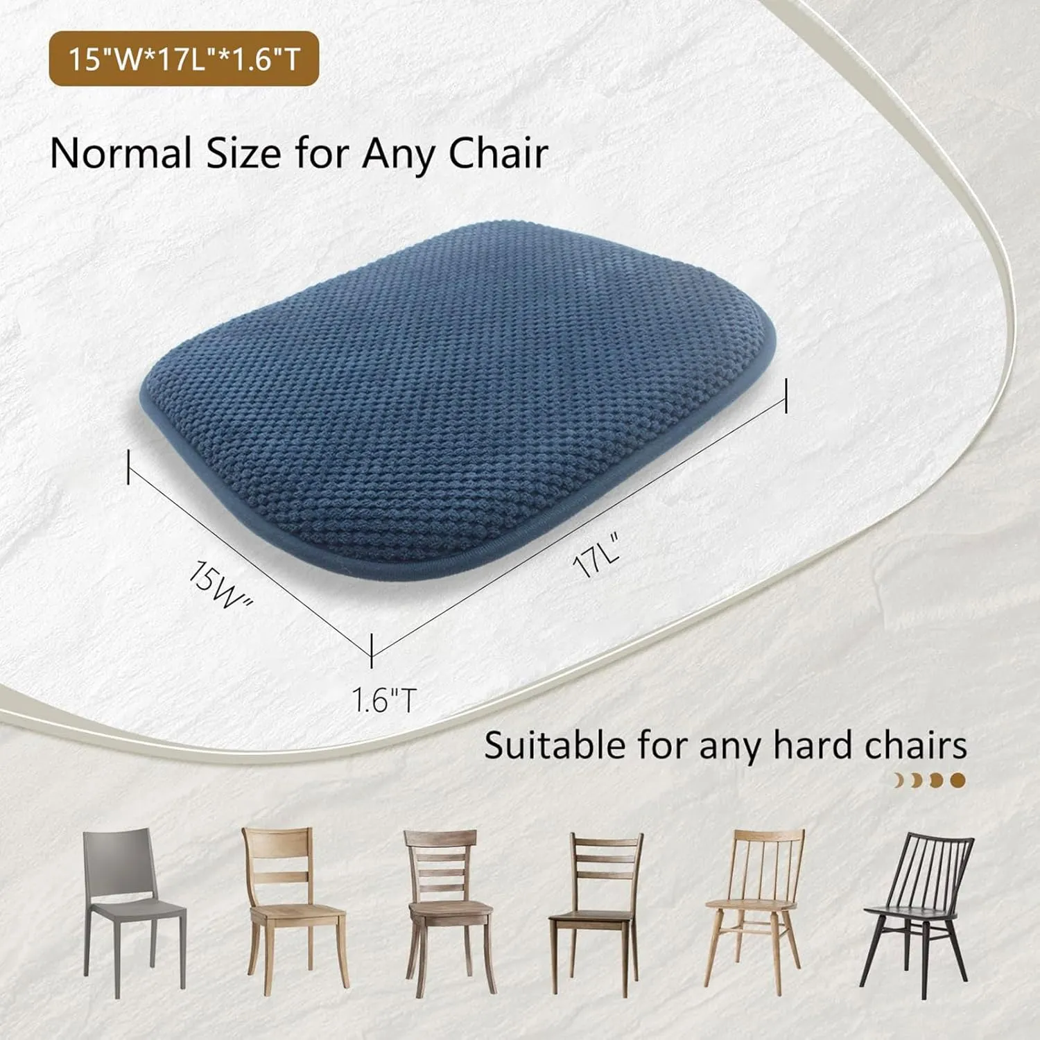 SWEMSTAR Chair Cushions - Kitchen Dining Chair Pads Foam Seat Cushion for Chairs Barstool Cushions Non Slip Seat Pad