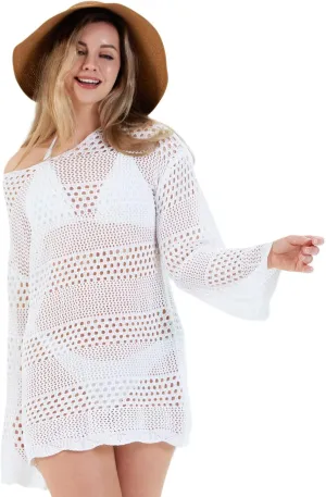 Swimsuit Coverup for Women with Sun Hat 2025 Summer Beach Bikini Bathing Suit Cover Ups Crochet Swimwear Tops