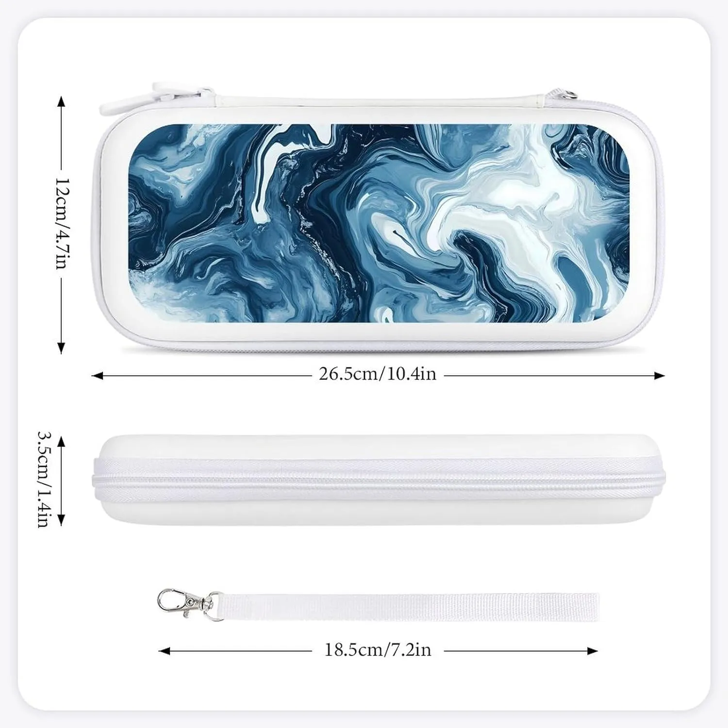 Swirling Marble Pattern Compatible with Switch Carrying Case Hard Travel Game Bag Pouch with 15 Games Accessories