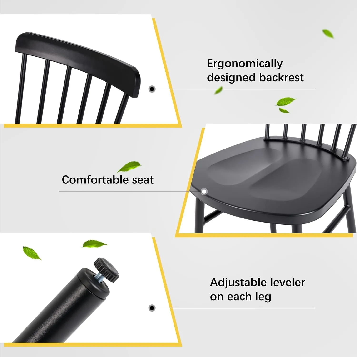Swivel Outdoor Bar Stools Set of 2, Alloy Steel Bar Height Patio Chairs with High Back，All-Weather Patio Furniture for Deck Lawn Garden, Black