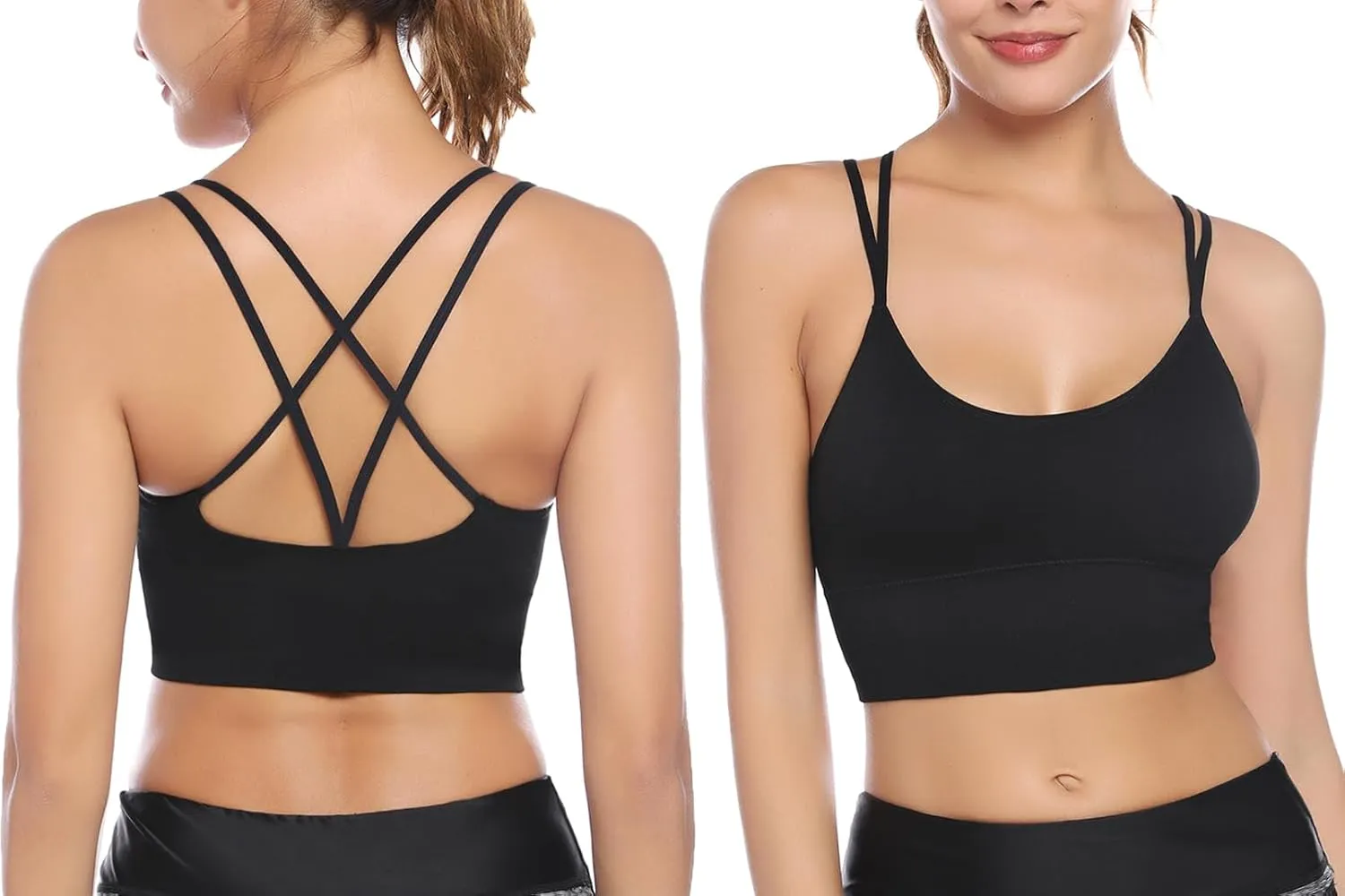 Sykooria 3 Pack Strappy Sports Bra for Women Sexy Crisscross for Yoga Running Athletic Gym Workout Fitness Tank Tops