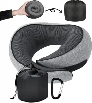 SZXYX Neck Travel Pillows for Airplanes, 100% Pure Memory Foam Neck Pillow for Airplanes, Comfortable Breathable Cover, 360° Support Stowable Pillows for Sleeping, Car, Airport Travel Essentials L