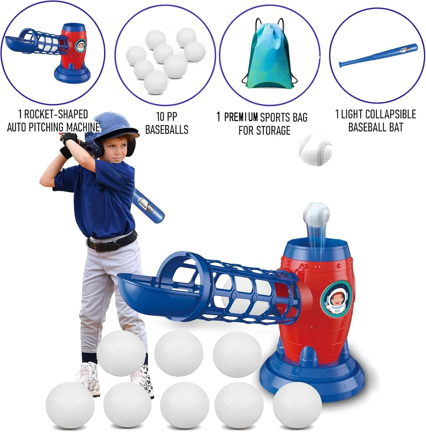 T Ball Set for Kids Toddlers, Electric Automatic Baseball Pitching Machine Pitcher Machines, Tee Ball Set Baseball Tee for Kids Toddlers 3-5 5-8 3-12