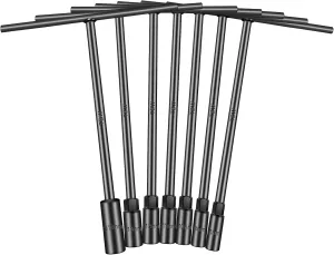 T-Handle Wrench Socket Set, Cr-V Steel T Wrench Set Metric Size 6mm to 14mm, Wrench Tool Socket with Long Reach for Motorcycle Dirtbike Bicycle Repair (7 Pack)