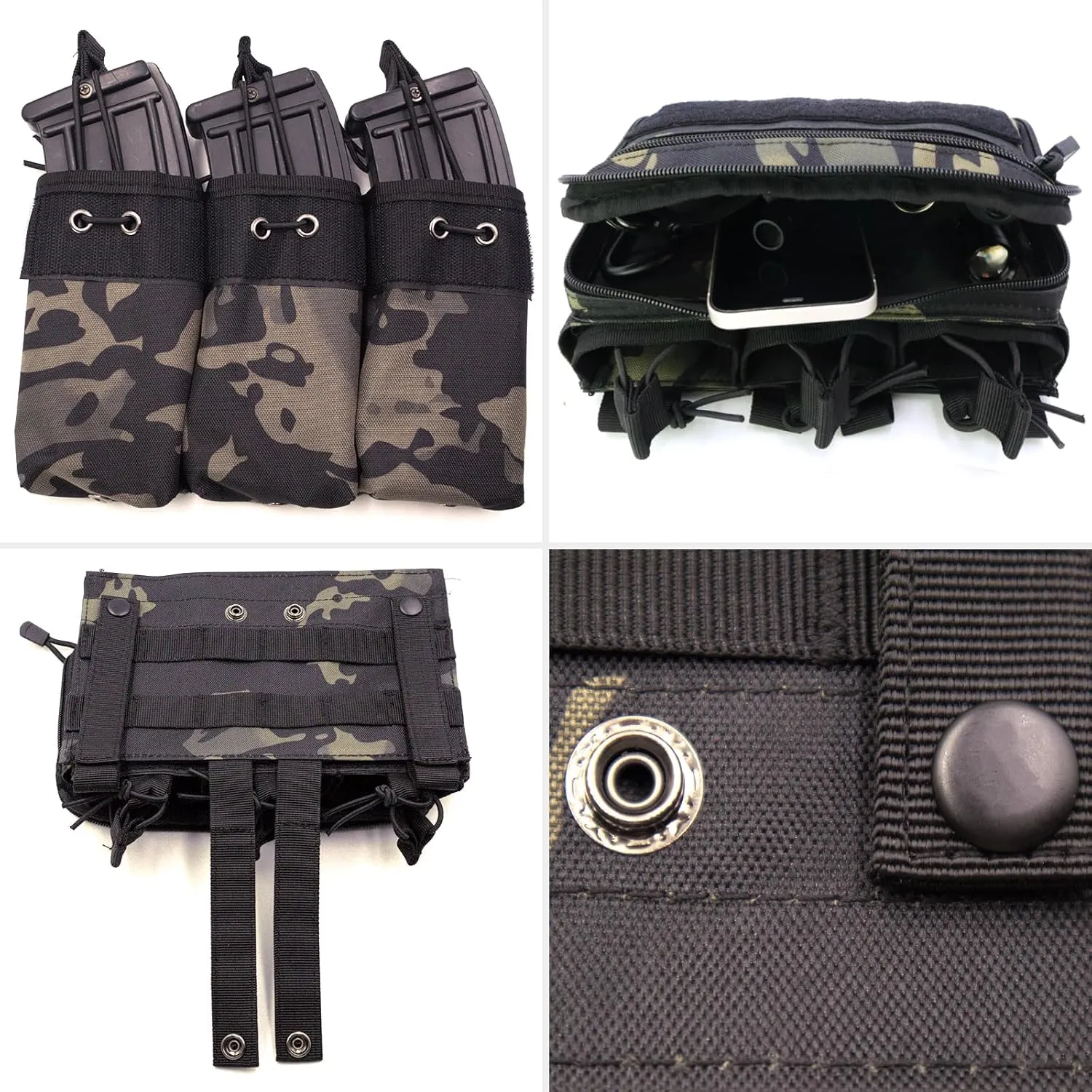 Tactical Triple Magazine Pouch，Molle Utility Tool Pouch with M4/M16 Enthusiast Large Capacity Utility Bag 1000D Backpack Vest Attachment Pouch