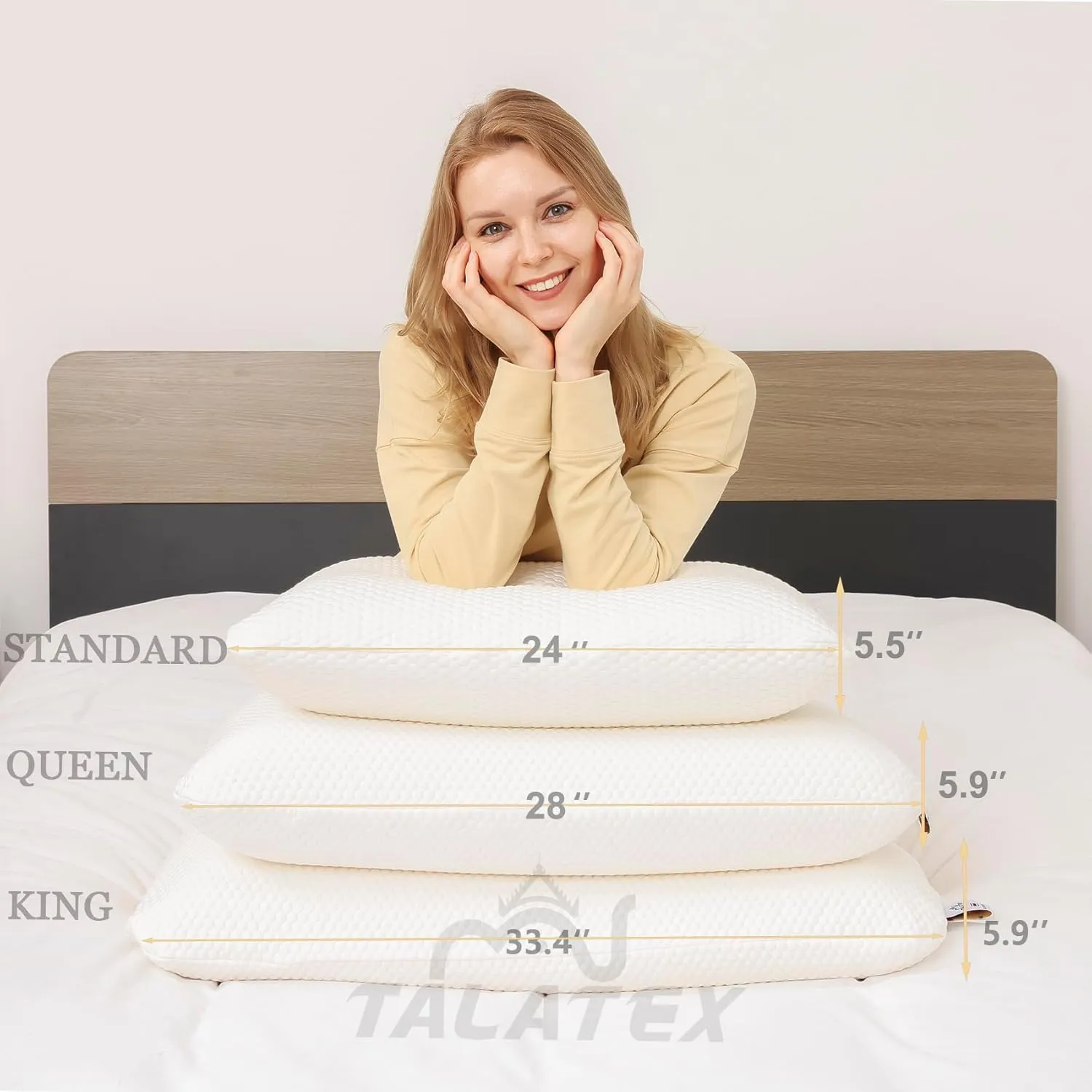 Talatex Talalay 100% Natural Premium Latex Pillow, Purefusion Talalay Latex Helps Relieve Pressure, No Memory Foam Chemicals, Perfect Package Best Gift with Removable Tencel Cover