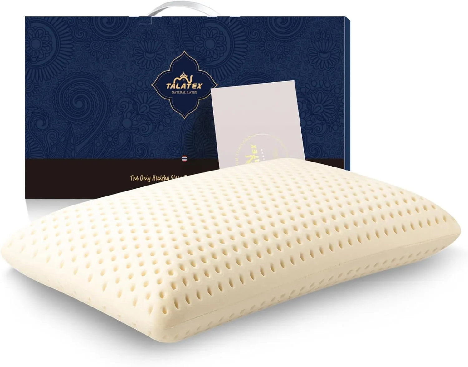 Talatex Talalay 100% Natural Premium Latex Pillow, Purefusion Talalay Latex Helps Relieve Pressure, No Memory Foam Chemicals, Perfect Package Best Gift with Removable Tencel Cover