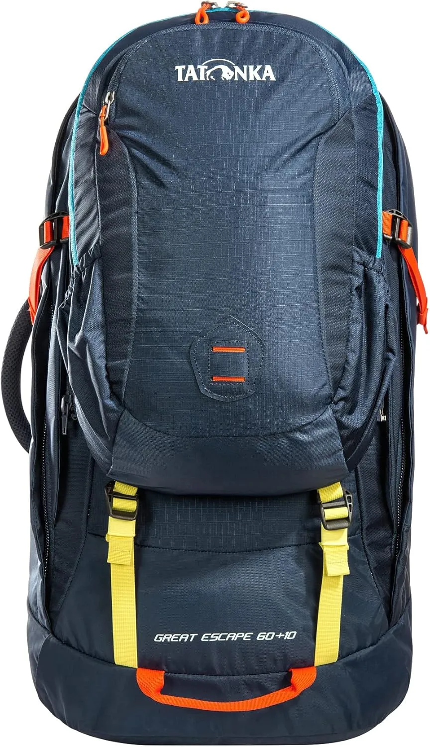 Tatonka Great Escape 60 10 Travel Backpack with Large Suitcase Opening, Extra Backpack (10 L) and Coverable Carrying System - 70 litres - 67 x 33 x 20 cm - Navy