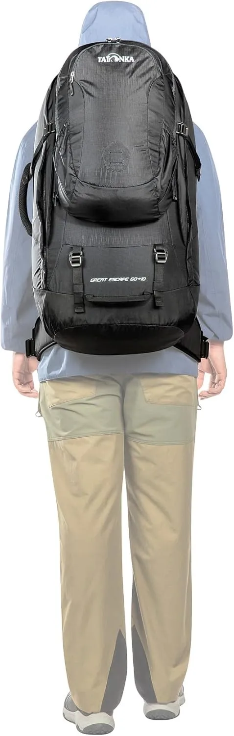 Tatonka Great Escape 60 10 Travel Backpack with Large Suitcase Opening, Extra Backpack (10 L) and Coverable Carrying System - 70 litres - 67 x 33 x 20 cm - Navy