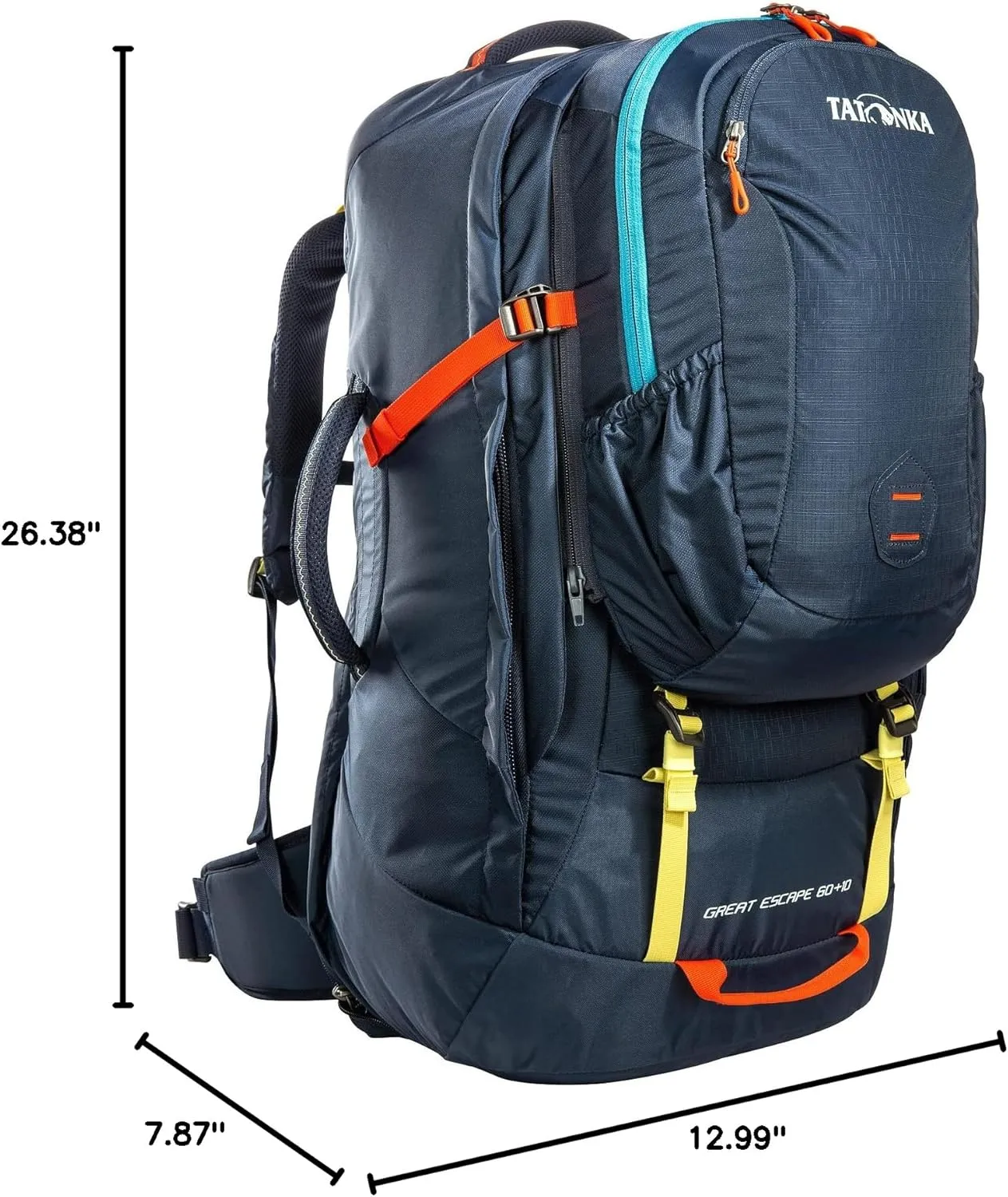 Tatonka Great Escape 60 10 Travel Backpack with Large Suitcase Opening, Extra Backpack (10 L) and Coverable Carrying System - 70 litres - 67 x 33 x 20 cm - Navy