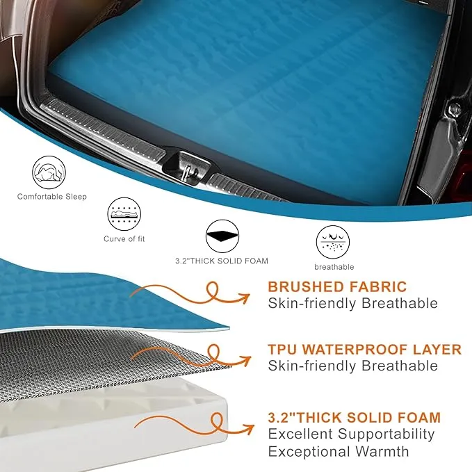 Tesla Model Y Mattress with Solid Foam & Air Pump,Portable SUV Car Mattress,Sleeping Pad for Camping,3.2”Thick