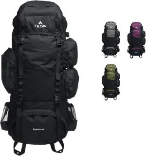 Teton 65L Explorer Internal Frame Backpack for Hiking, Camping, Backpacking, Rain Cover Included