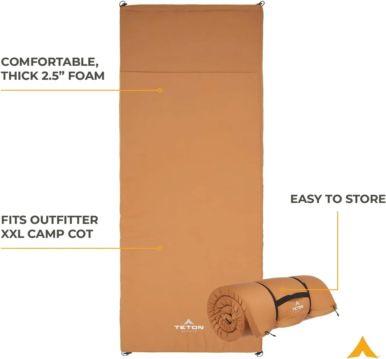 Teton Canvas Camp Pad, Sleeping Pad for Car Camping, Brown
