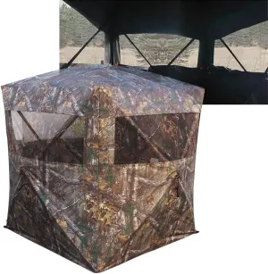 THUNDERBAY SPUR Collector 2 Person Hunting Blind, Portable Ground Blind with Silent Sliding Window, Spring Tree Camo