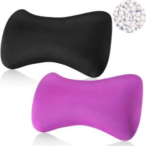 Thyle 2 Pack Microbead Neck Pillow 15 x 8 x 2'' Bone Headrest Sleeping Microbead Pillows Soft Cushion Comfortable Support Bolster for Adults Back Sleeping Sofa Bed Travel Home(Black, Violet)