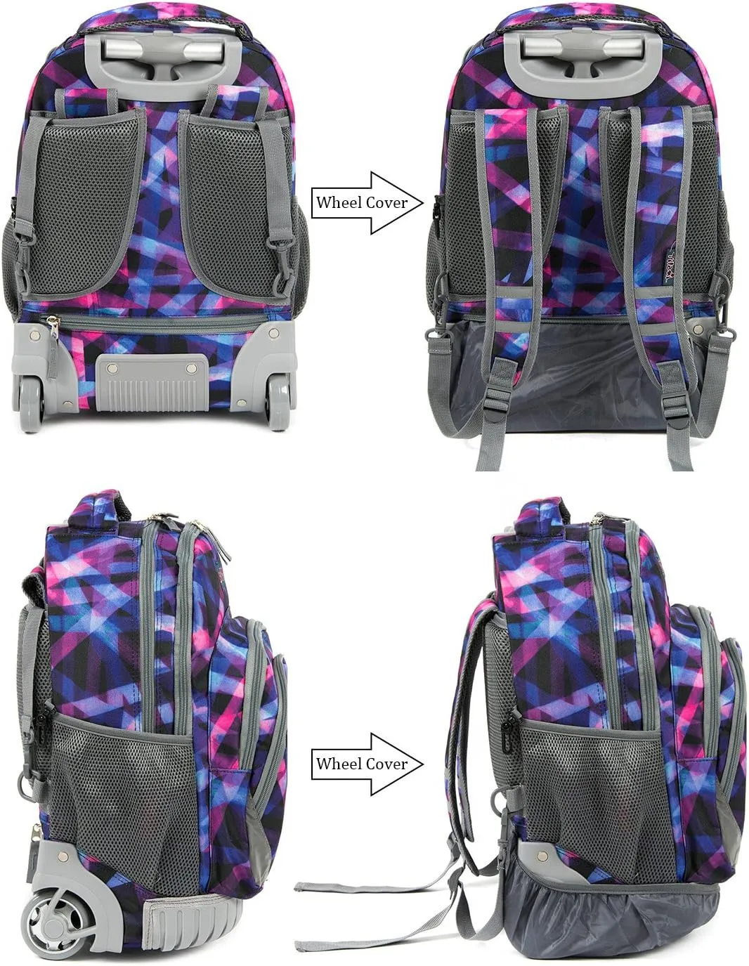 Tilami Kids Rolling Backpack 18 inch Boys and Girls Laptop Backpack, Patterns