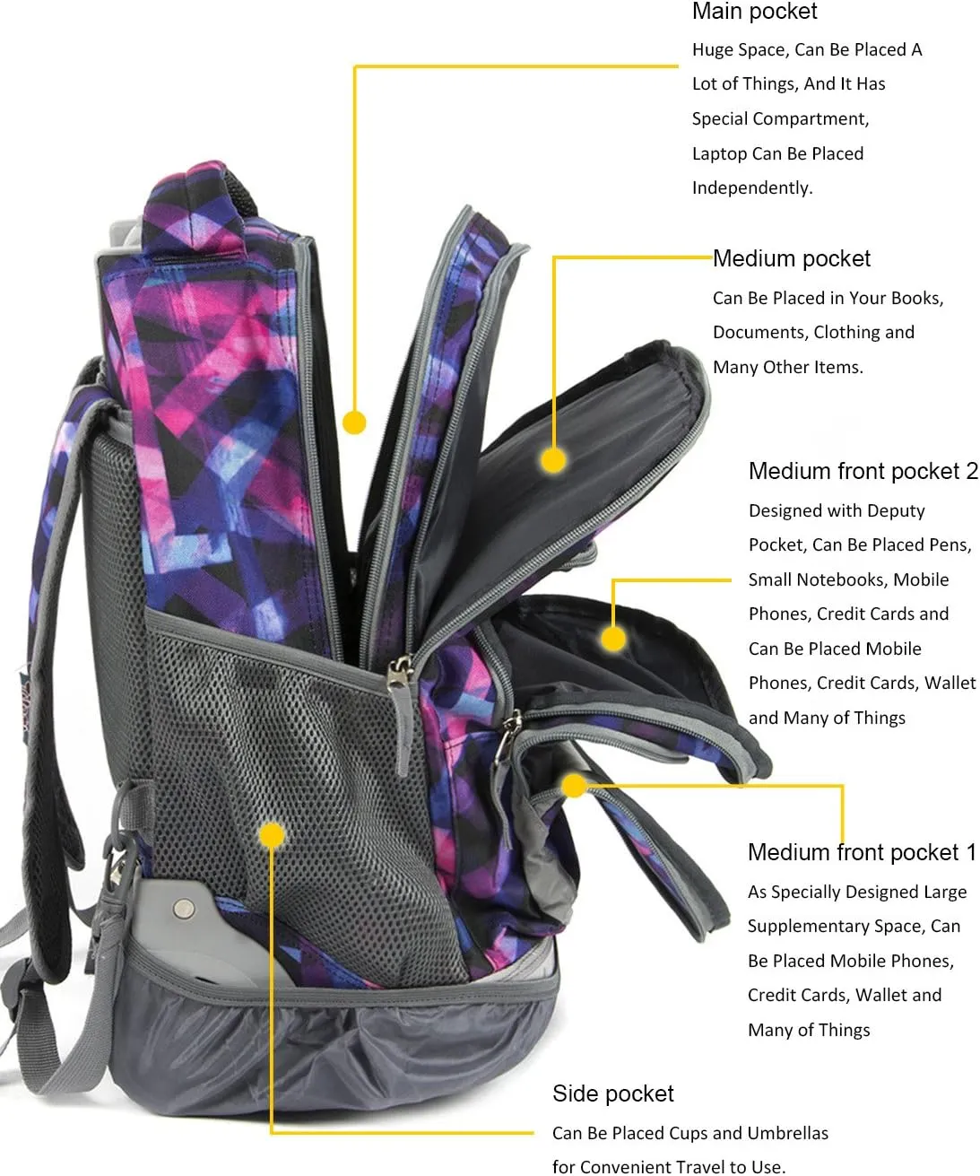 Tilami Kids Rolling Backpack 18 inch Boys and Girls Laptop Backpack, Patterns