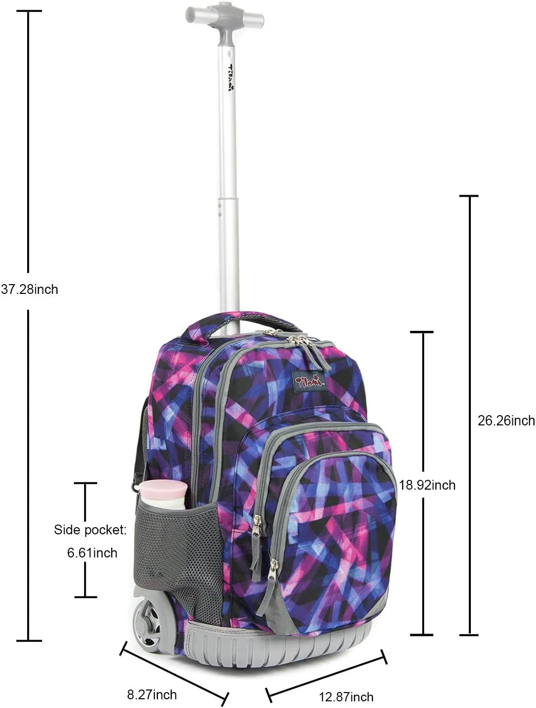 Tilami Kids Rolling Backpack 18 inch Boys and Girls Laptop Backpack, Patterns