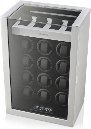 TIMECUBE Watch Winder for 12 Watches with Interior Light and 4 Watch Storage Slots (White)