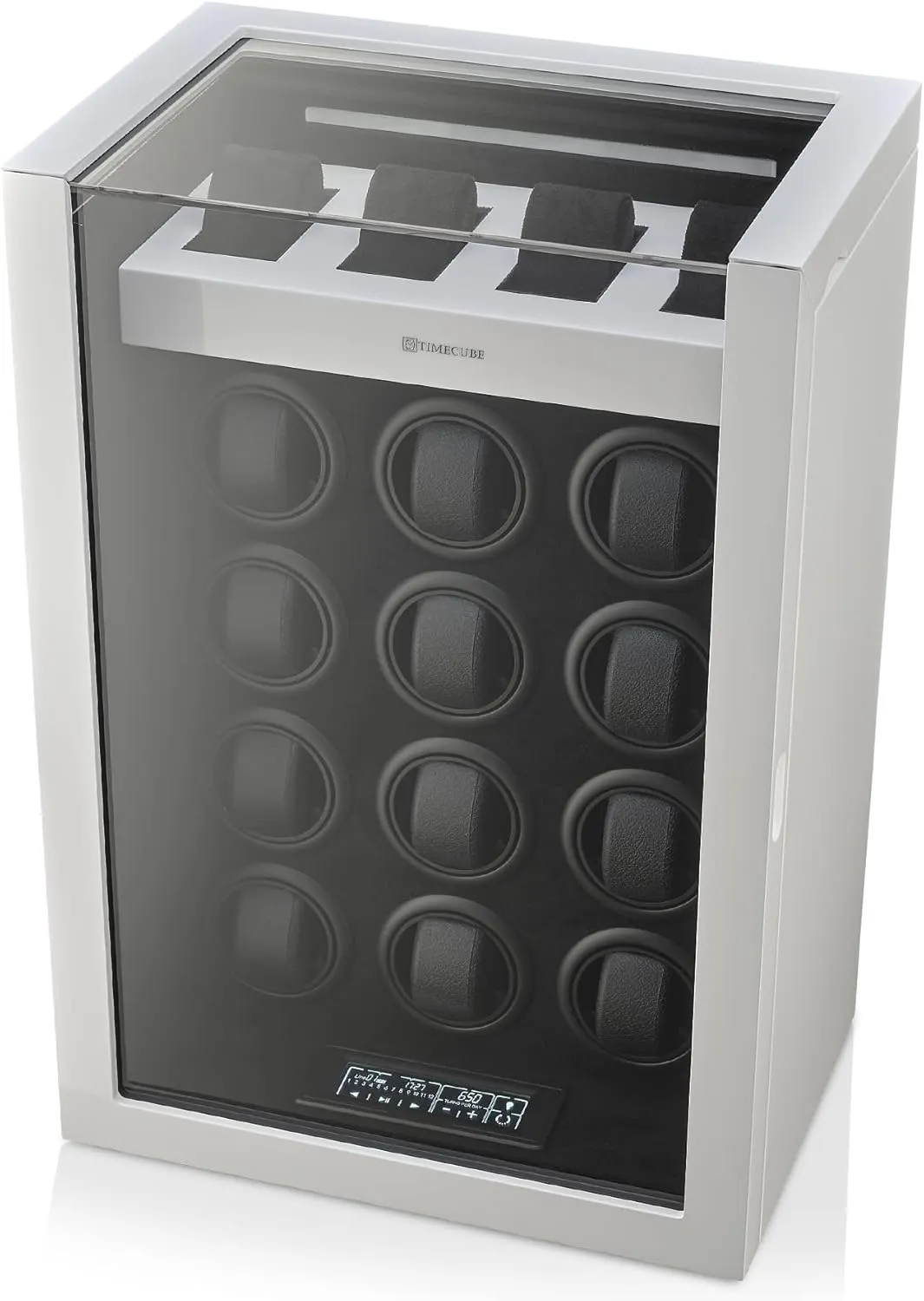 TIMECUBE Watch Winder for 12 Watches with Interior Light and 4 Watch Storage Slots (White)
