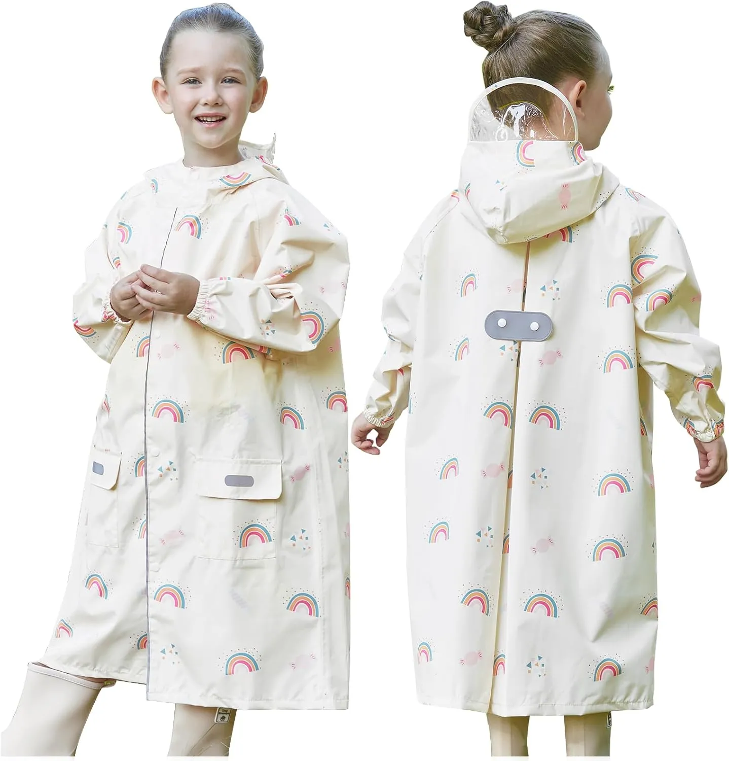 Toddler Kids Raincoat Boys Girls Rain Jacket Waterproof Rain Poncho Reusable Outwear Rainwear Rain Suit 2XL/10-12 Years