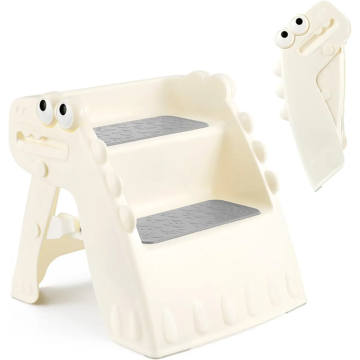 Toddler Step Stool Foldable Kids Step Stool with Cute Dinosaur Design